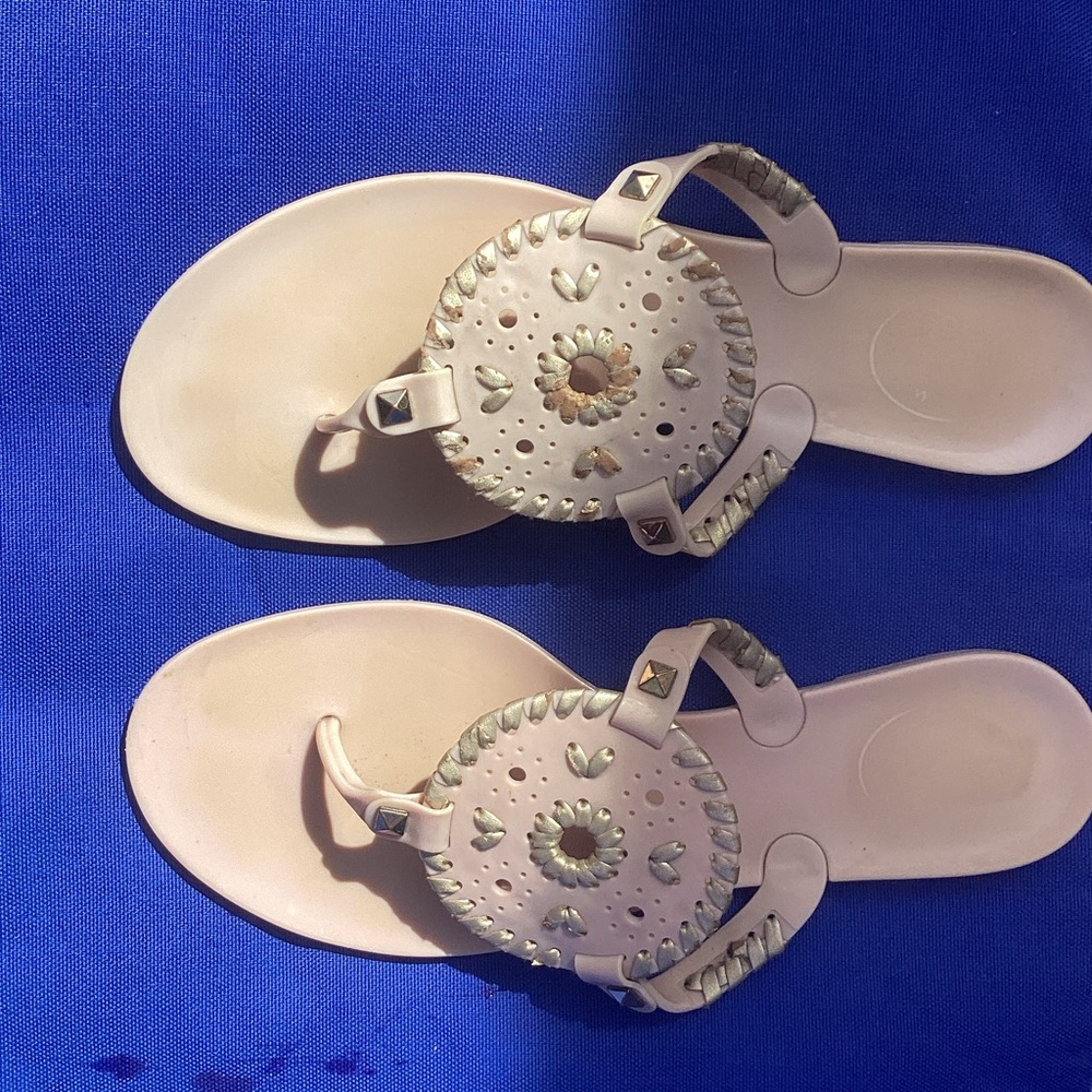 Jack Rogers Women's Sandals in Pale Pink with Gold Accents
